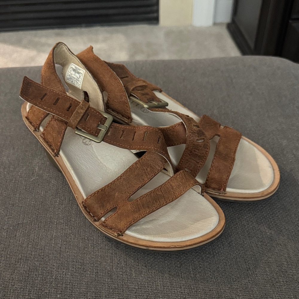 Merrell Tan Leather Wedge Sandals